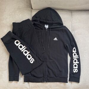 Adidas Matching Zipper Hoodie and Joggers Set